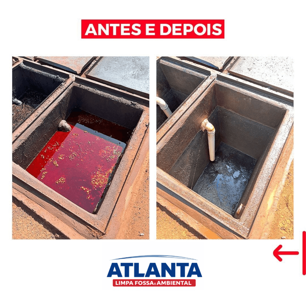 Antes e Depois da limpeza da Atlanta Limpa Fossa em cuiaba